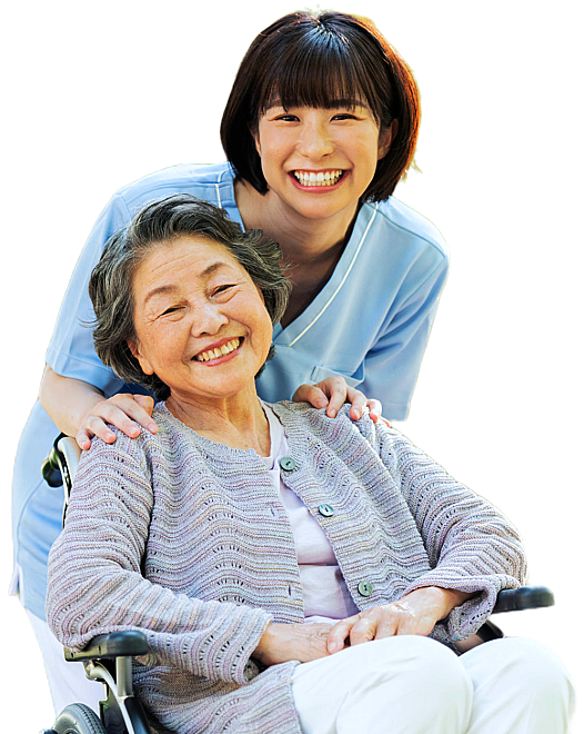 caregiver with senior woman